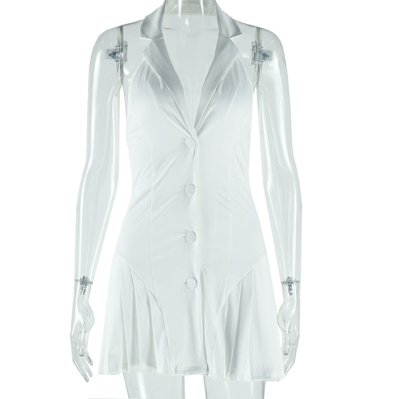 Sexy Fashion Slim V-Neck Halter Neck Dress Women's Low Back Sleeveless Bodycon Trend Dress 9