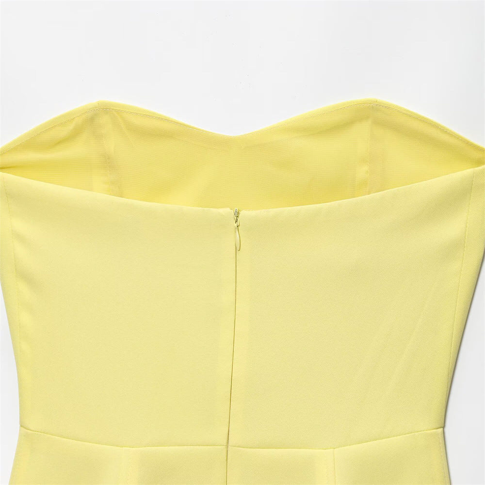 Women summer sleeveless strapless top pleated skirt two-piece set 11