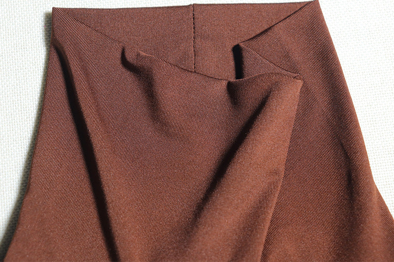 Women's Solid Color Round Neck Long-Sleeved Streamer Tie Chic Long Dress 14