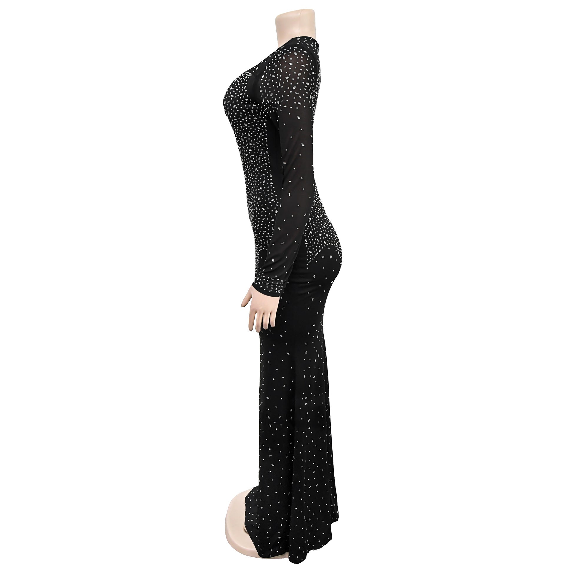 Women Long Sleeve Beaded Sexy Dress 6