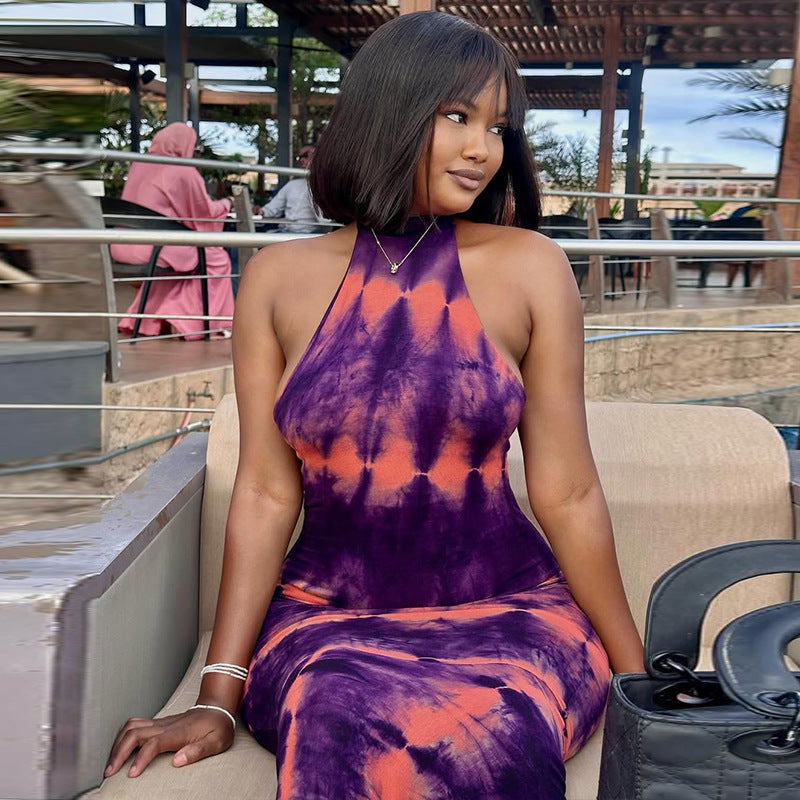 Elegant Printed High Neck Long Dress 3