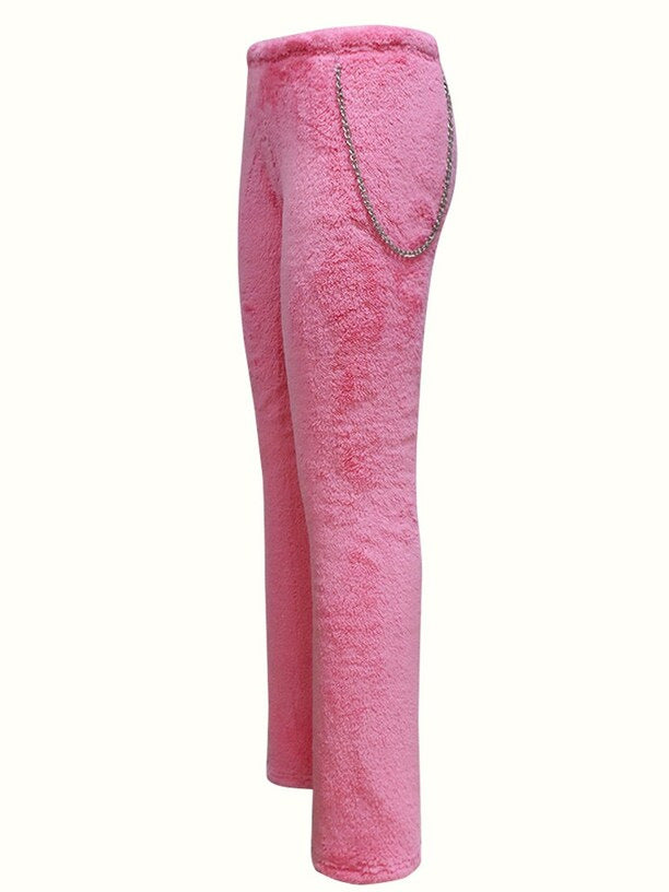 Women's Casual Slim Bodycon Tight Fitting Bell Bottom Fleece Pants 10