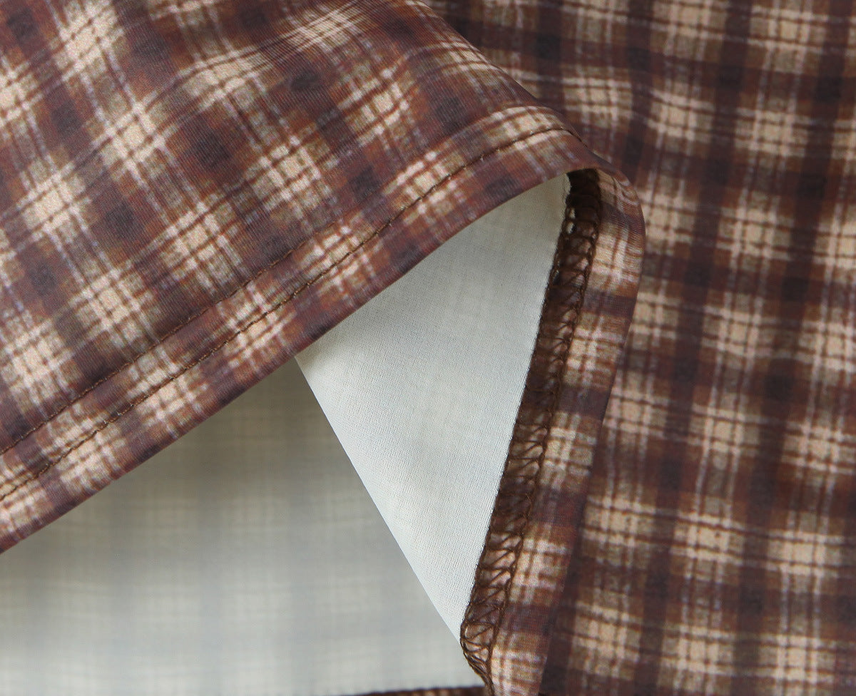 Cami Top and Low-Waist Bodycon Skirt Plaid Lace Patchwork Set 23