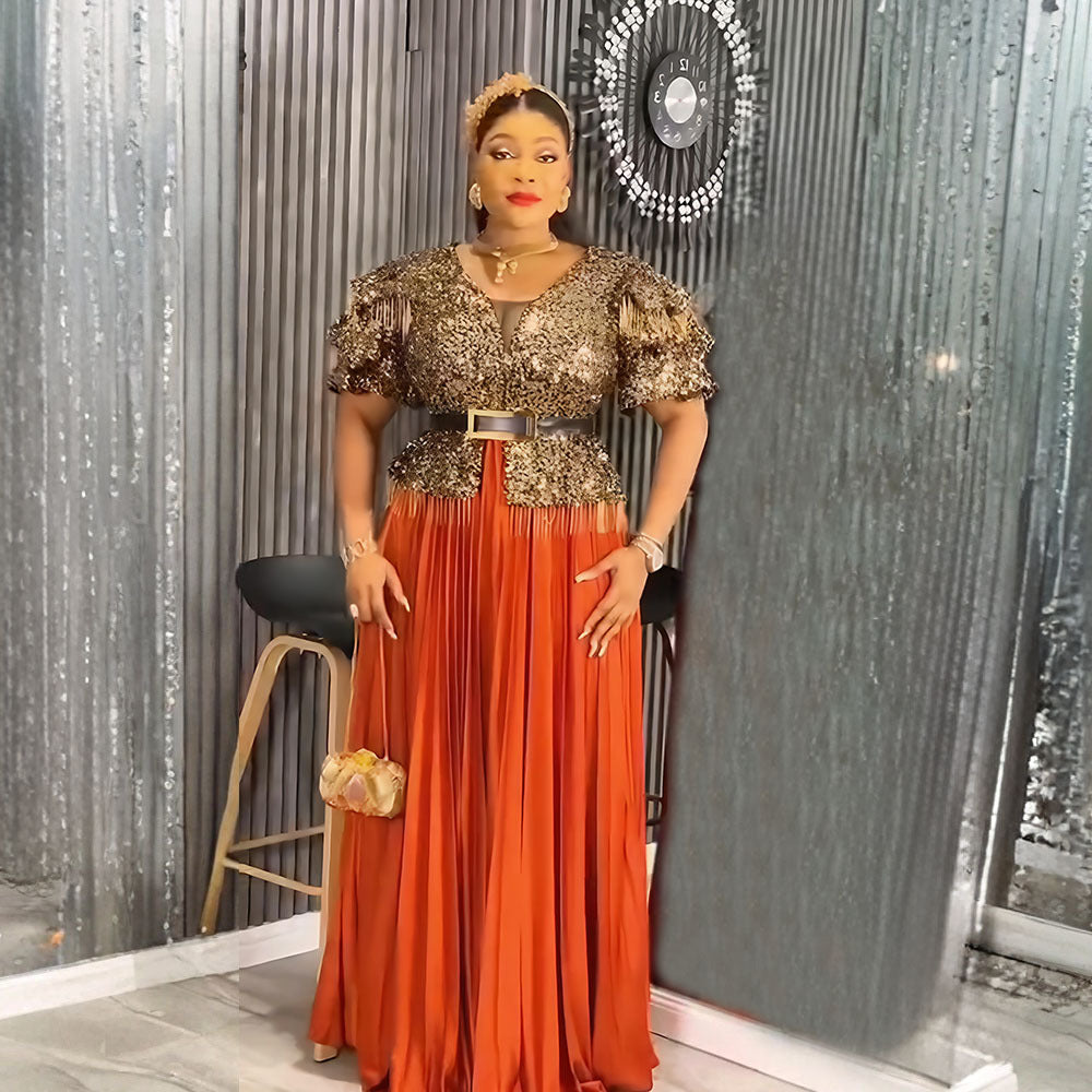 Plus-size African Women elegant sequin dress Dresses 4