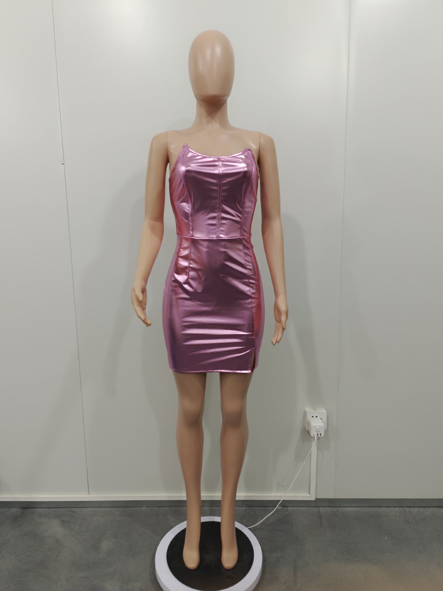 Shiny Solid Color Tube Dress 11