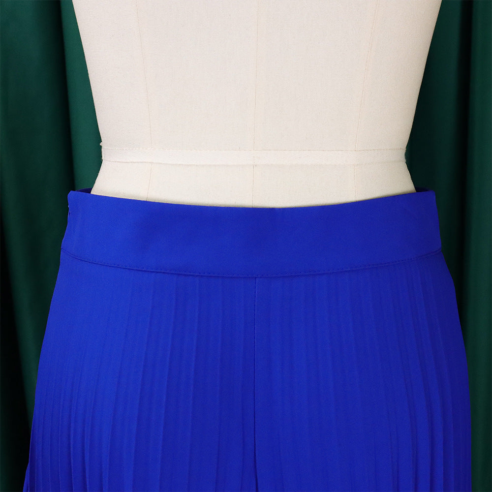 Ladies Summer Fashion Chic Pleated Pants High Waist Wide Leg Pants 18