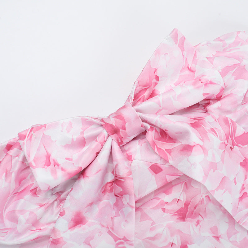 Summer Print Strapless Bow Dress 12