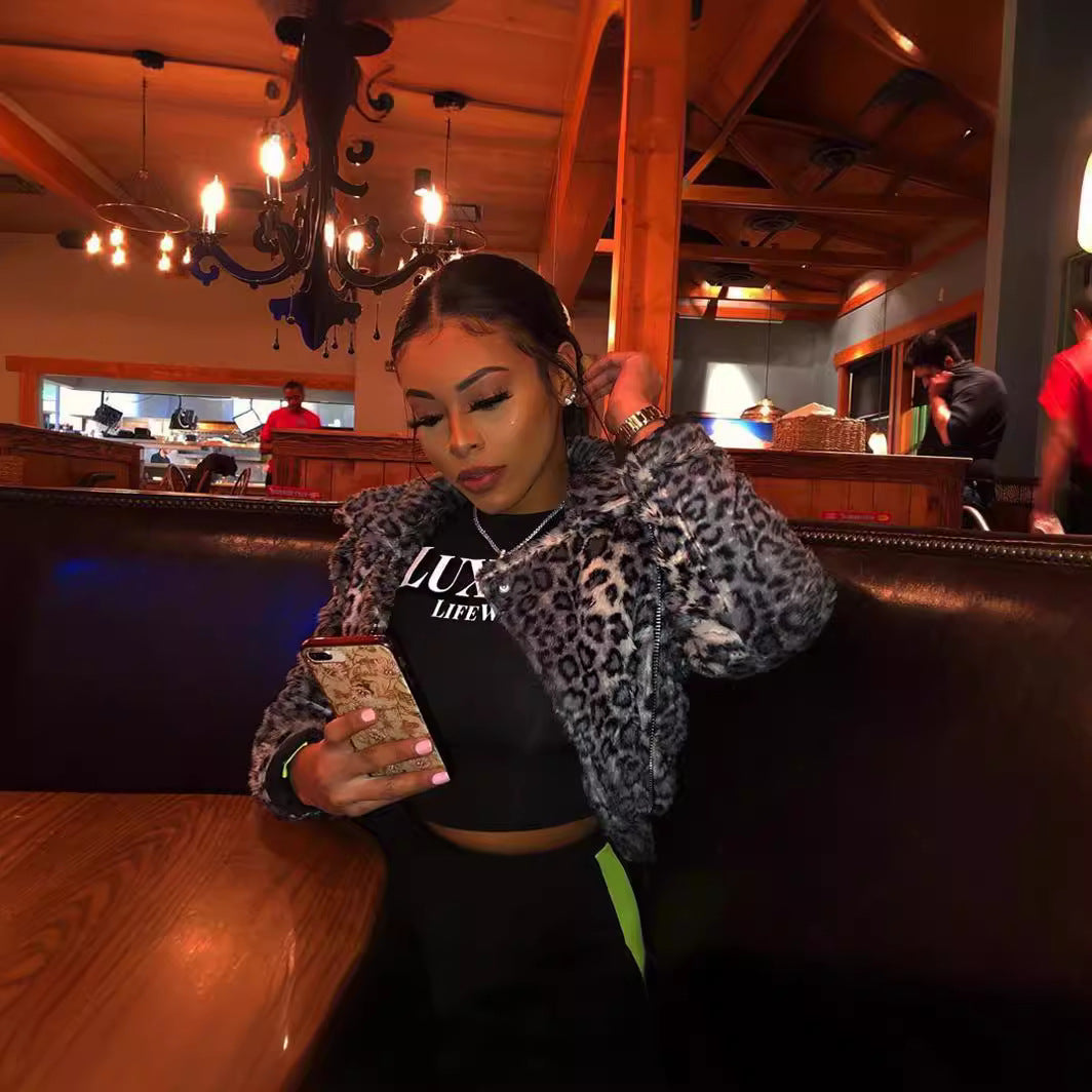 Women's Spring Letter Printed Long Sleeve Sexy Tight Fitting 2-Piece Pants Set 5