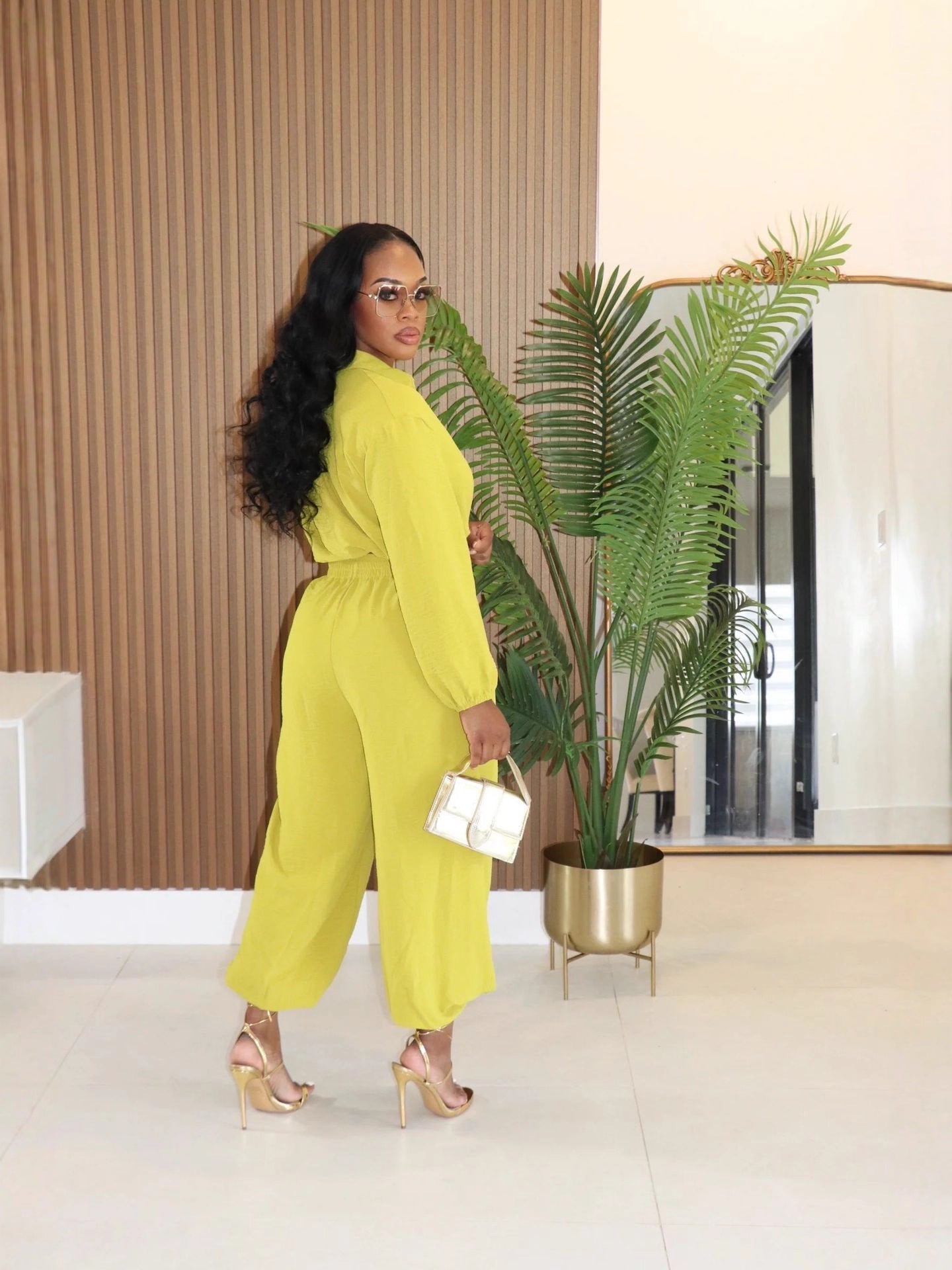 Women's Autumn Solid Elastic Waist Long Sleeve Pocket Sport Pants Set 7