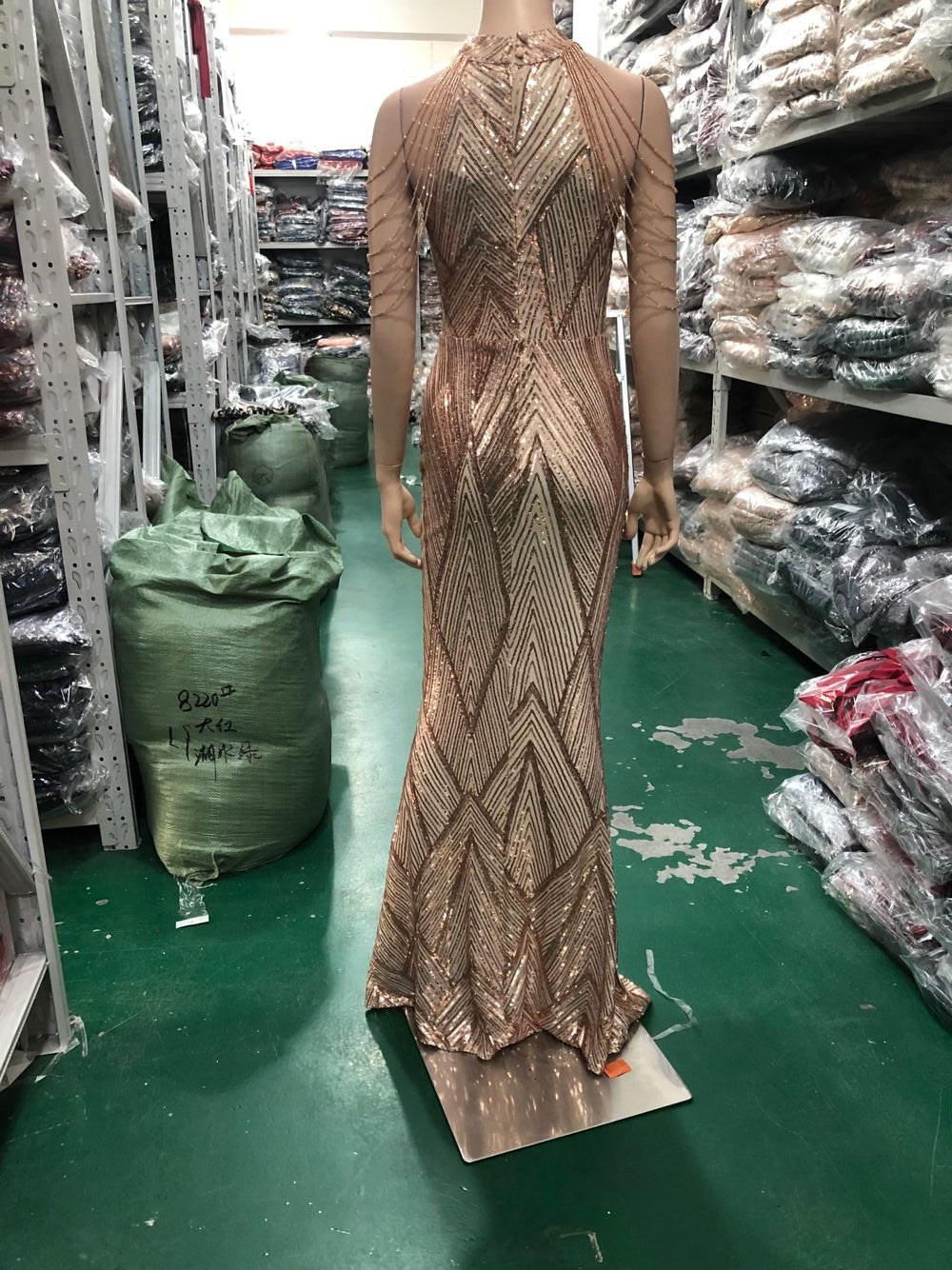 Deep V-Neck Sequined Fishtail Dress Sexy Evening Party Gown 35