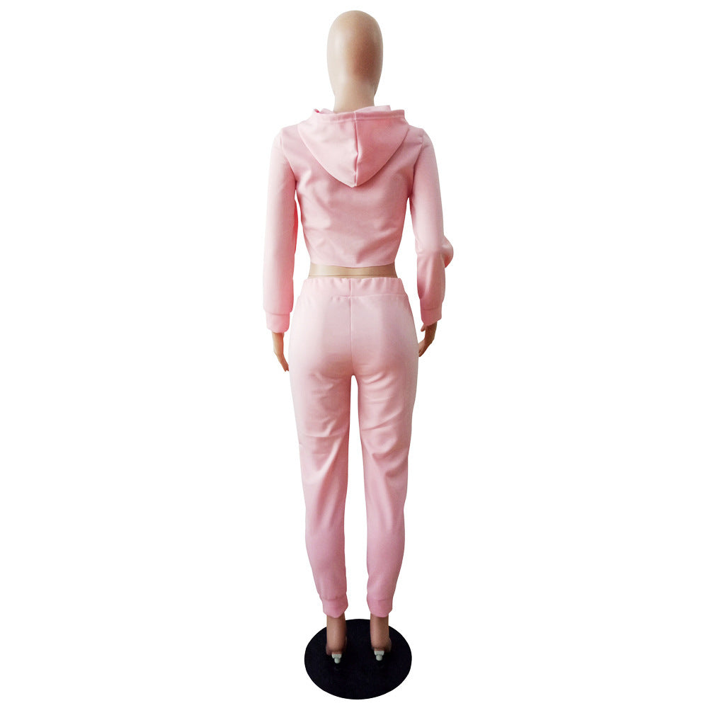 Women's Autumn & Winter Letter Printed Slim-Fitting Casual Two-Piece Pants Set 14