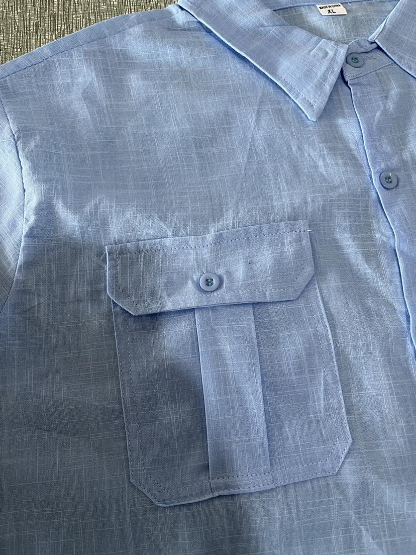 Men’s Linen Double-Pocket Casual Holiday Shirt 18