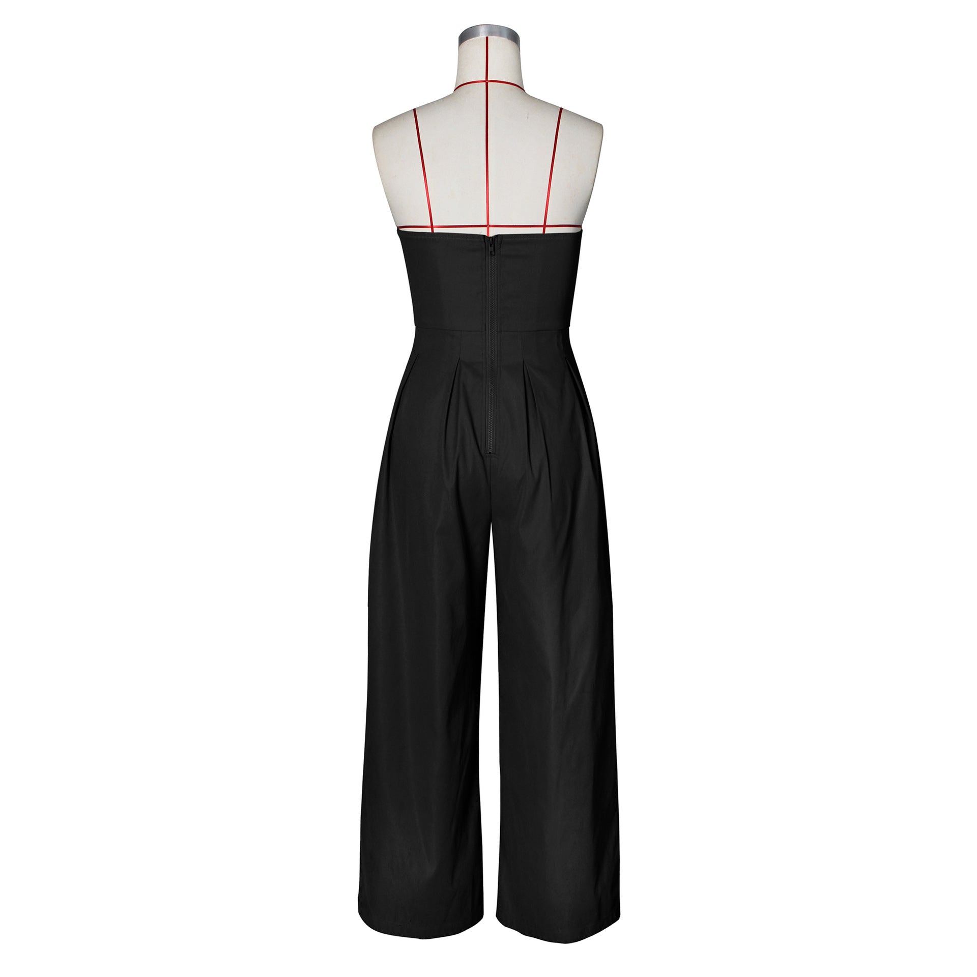 Summer Strapless Metal Button Wide-Leg Jumpsuit 18