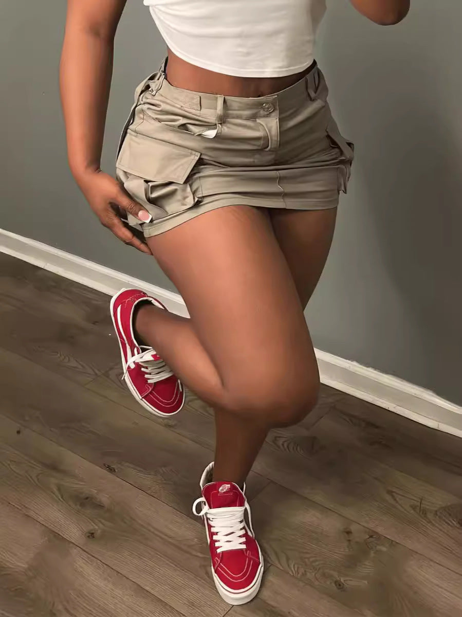 Women Streetwear Solid High Waist Mini Skirt 3
