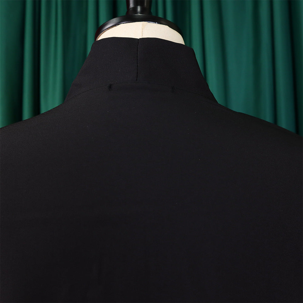 Women Loose CasualRuffle Edge Solid Dress 15