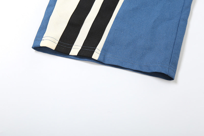 Women Contrast Stripe Patchwork Loose Wide Leg Pants 17