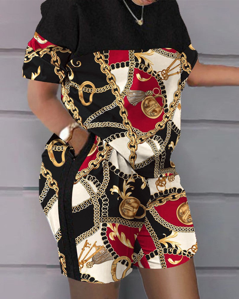 Spring Hip-Hop Street Style Women's Casual Plus-Size Two Piece Shorts Set 6