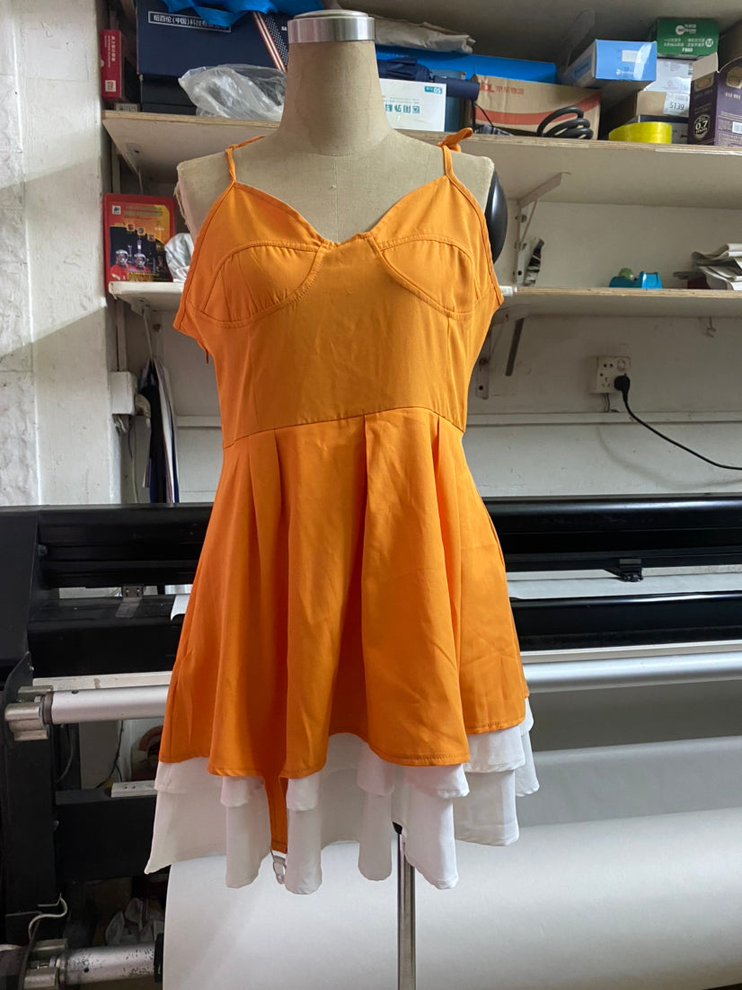 Summer Solid Color Strap Sleeveless Slim A-Line Dress 8