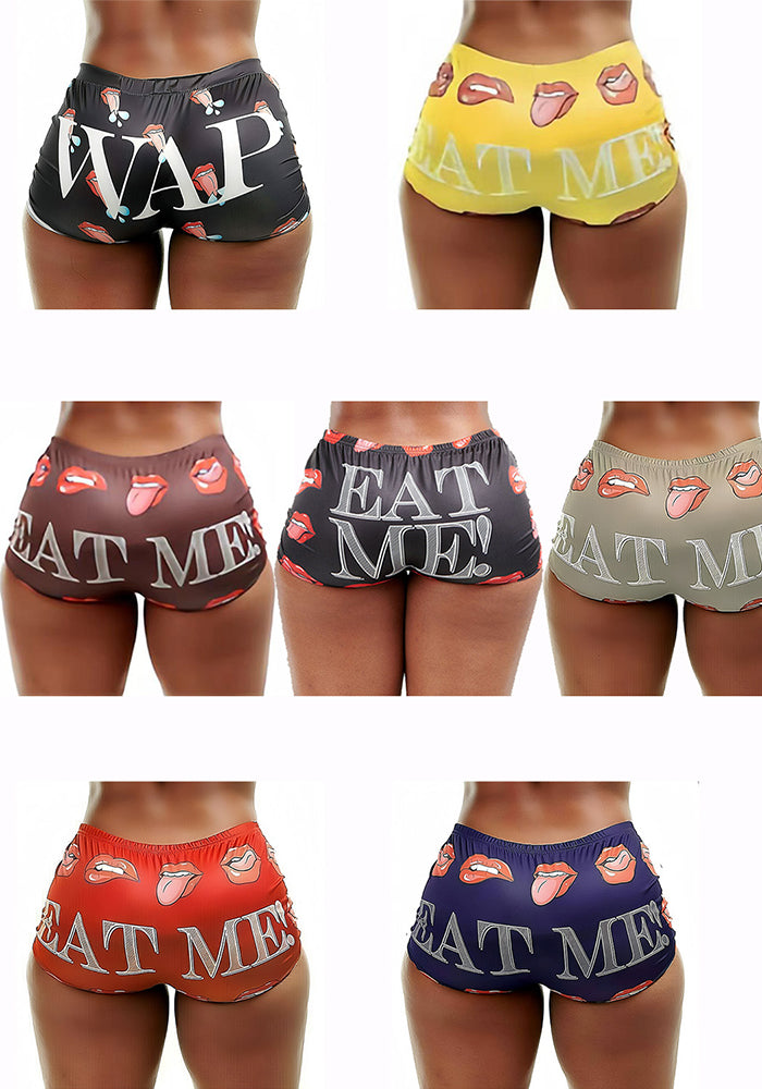 Summer Women's Tight Fitting Stretch Casual Print Shorts