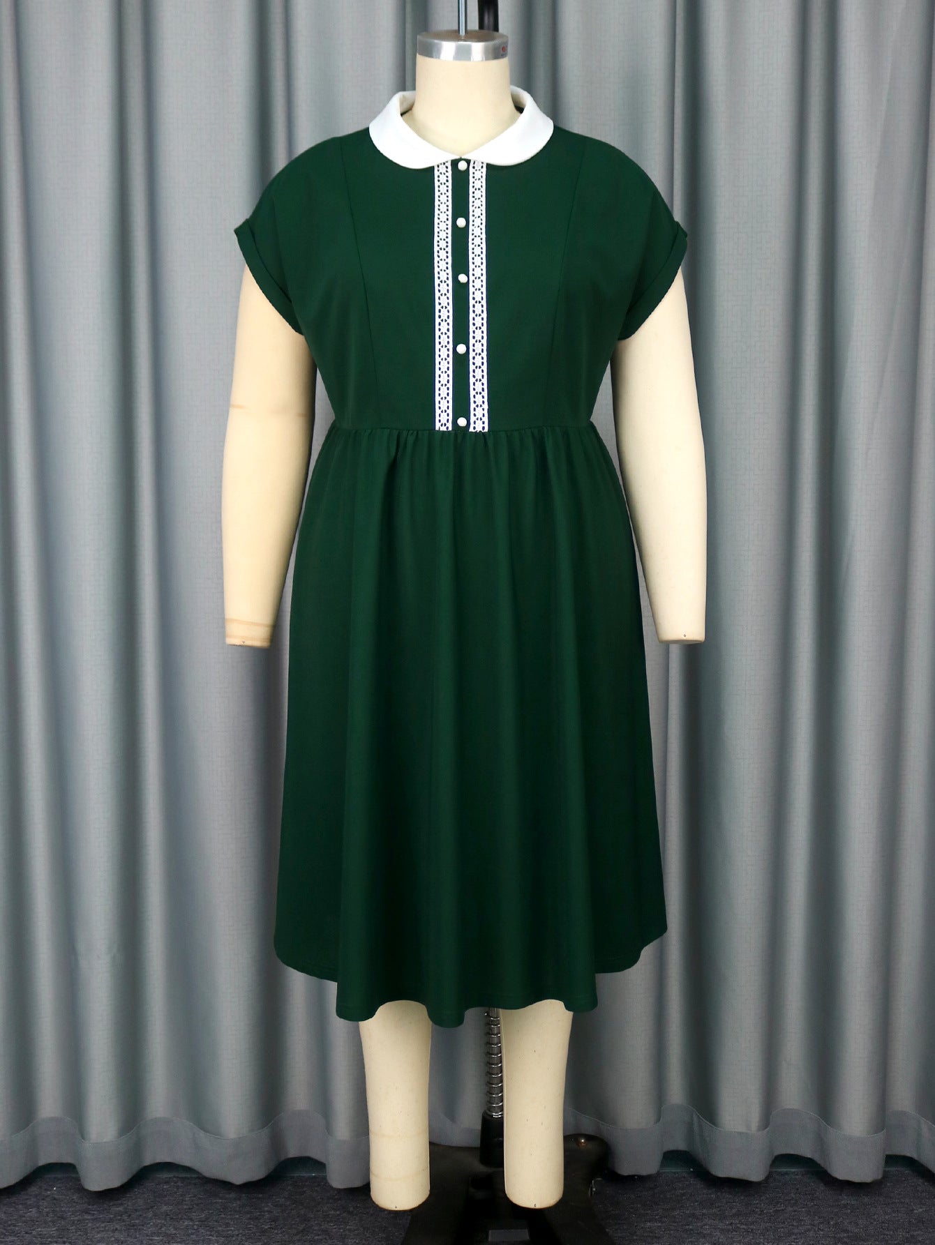 Plus Size Retro Peter Pan Collar Cocktail Elegant A-Line Dress 6