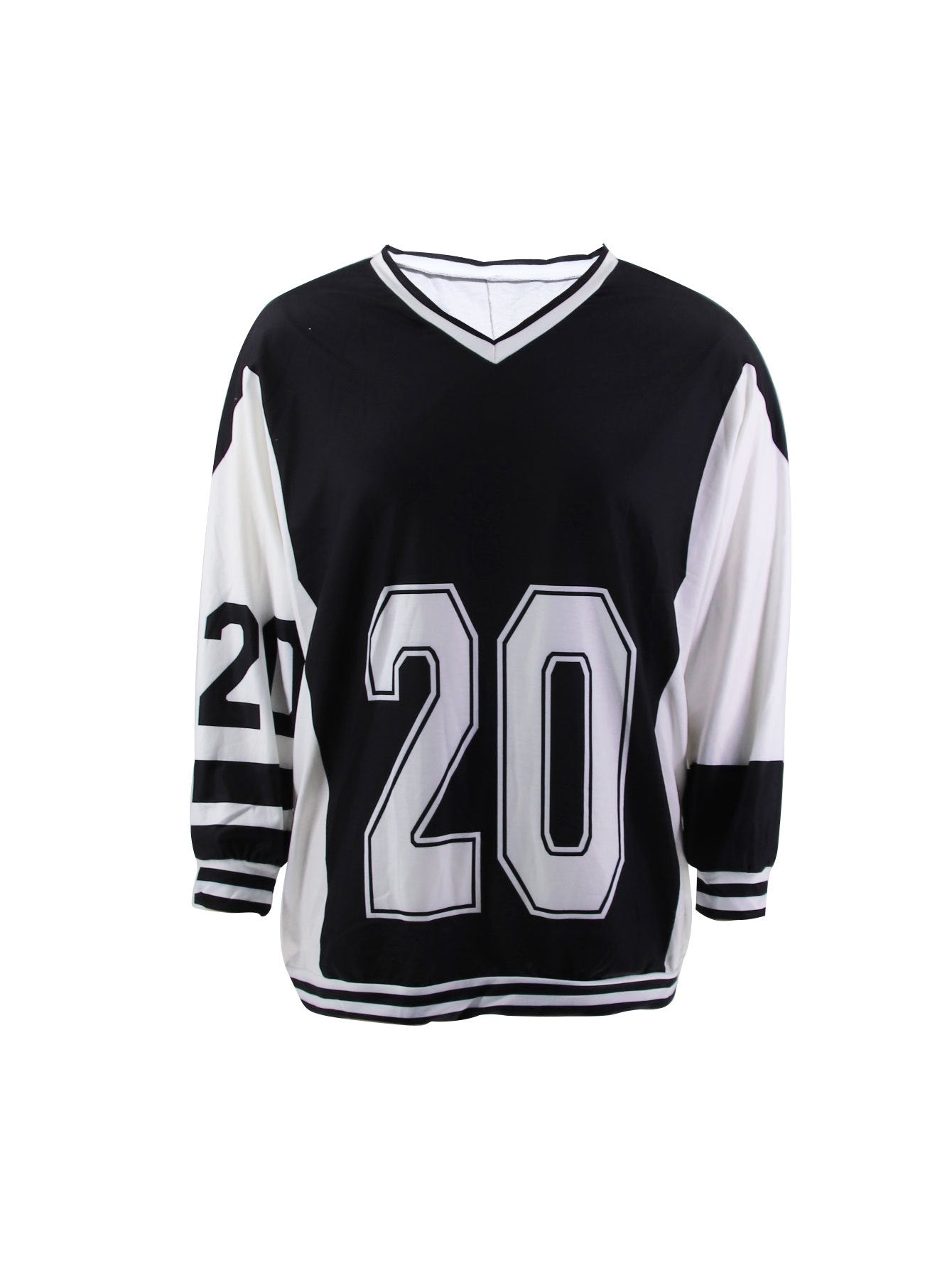 Women Loose Number Printed V-Neck Casual Long Sleeve Top 4