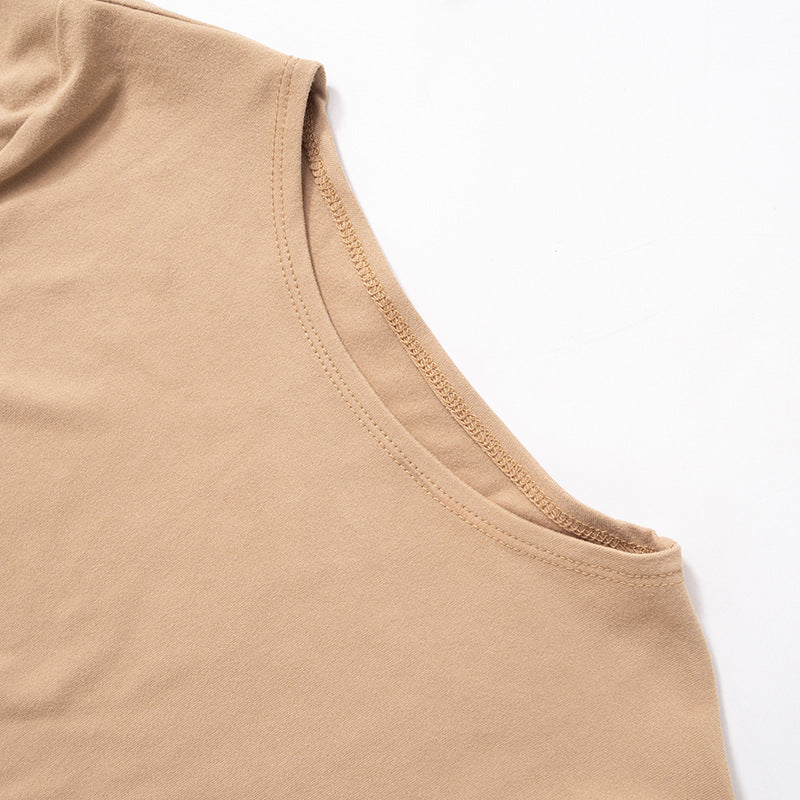 Women's Spring Solid Short Sleeve Crop Two Piece Skirt Set 53