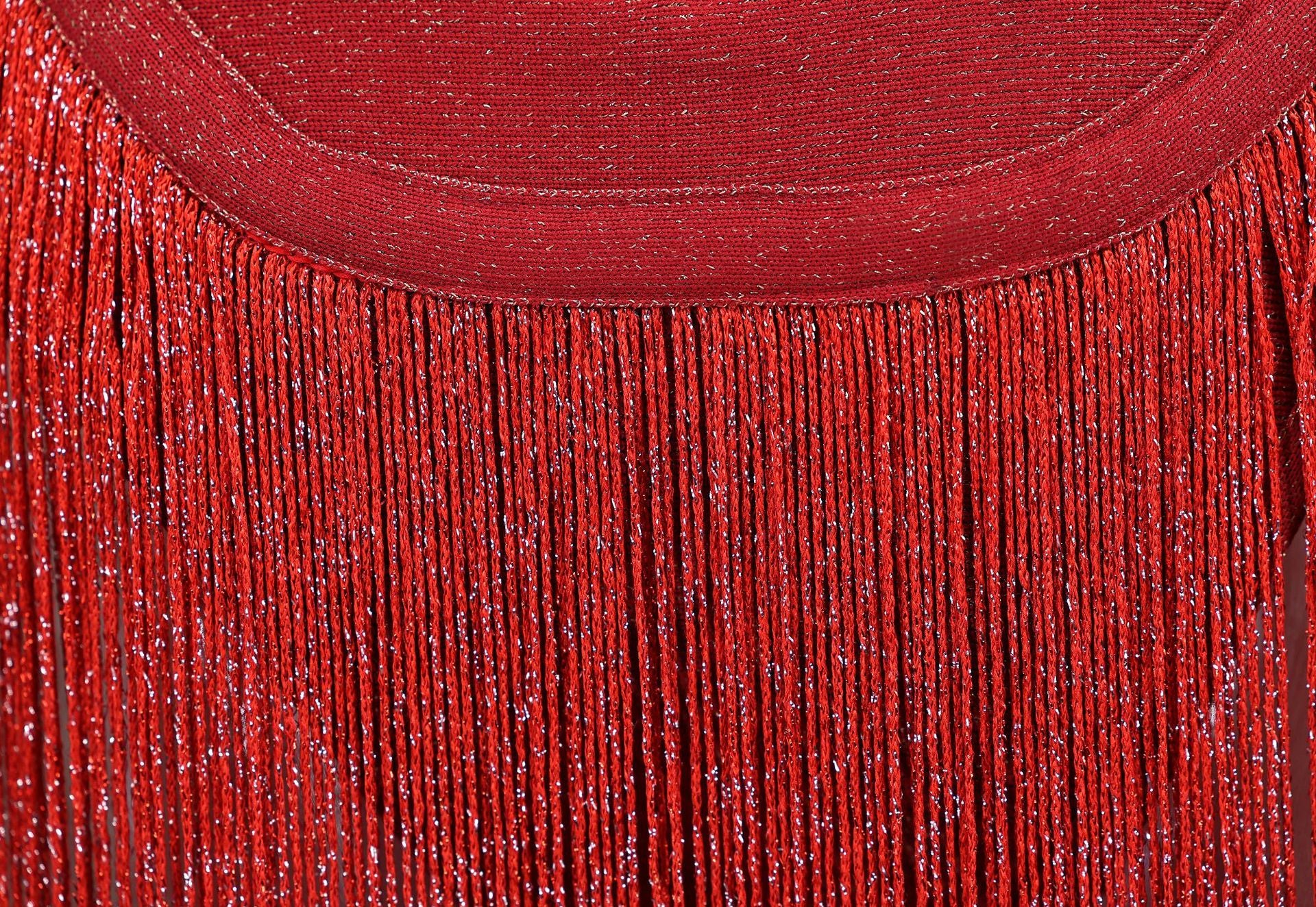 Spring Summer Style Tassel Trimmed Sexy Slimming Zipper Strapless Dress 22