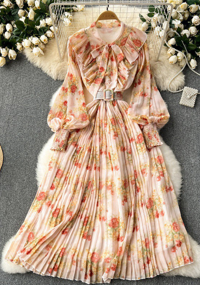 Women French floral pleated skirt