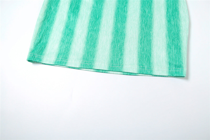 Women summer Casual Style striped print sleeveless suspender Bodycon Dress 18