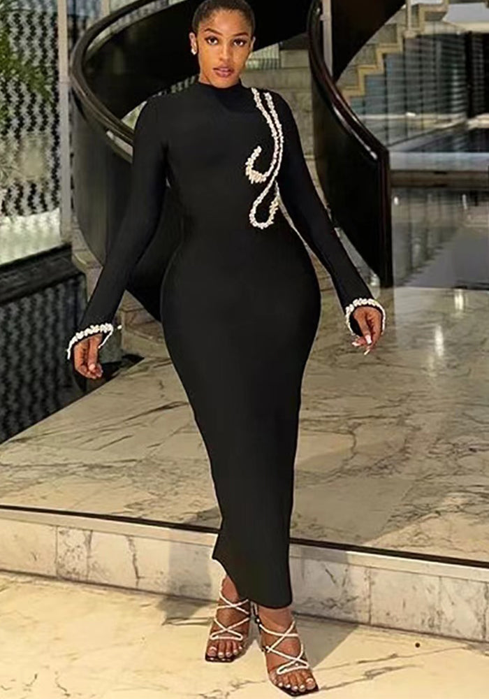 Women rhinestone chain bandage dress