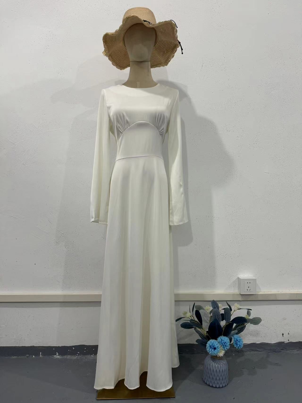 Women Lace-Up Solid Long Sleeve Maxi Dress 17