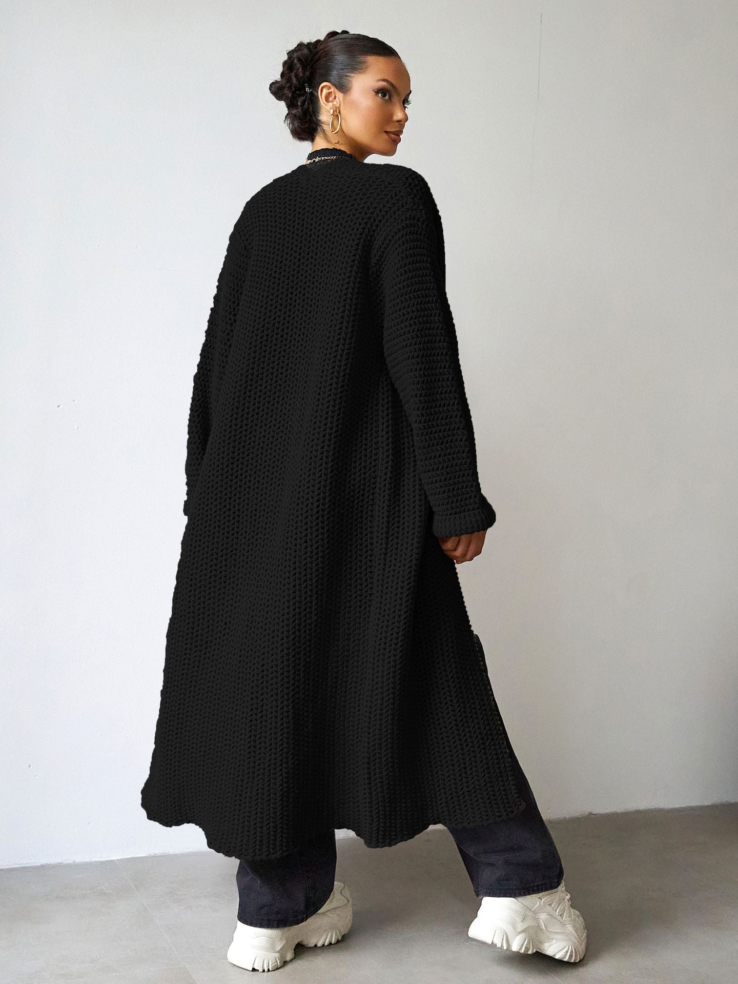 Women's Autumn Winter Casual Loose Coat Women's Long Knitting Cardigan Sweater 8