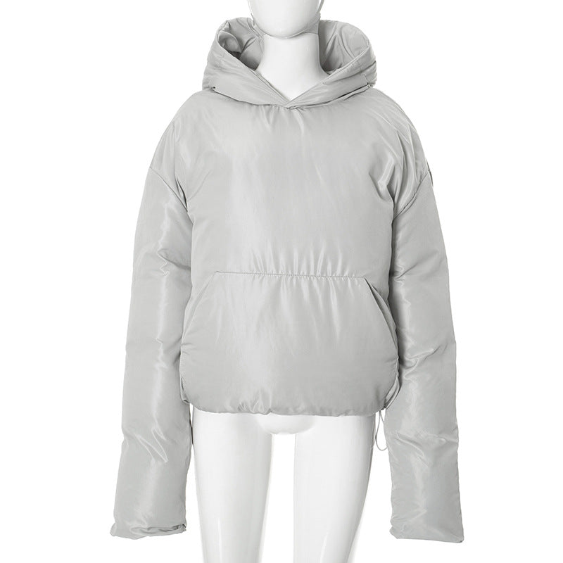 Women autumn and winter loose Padding hooded jacket 8