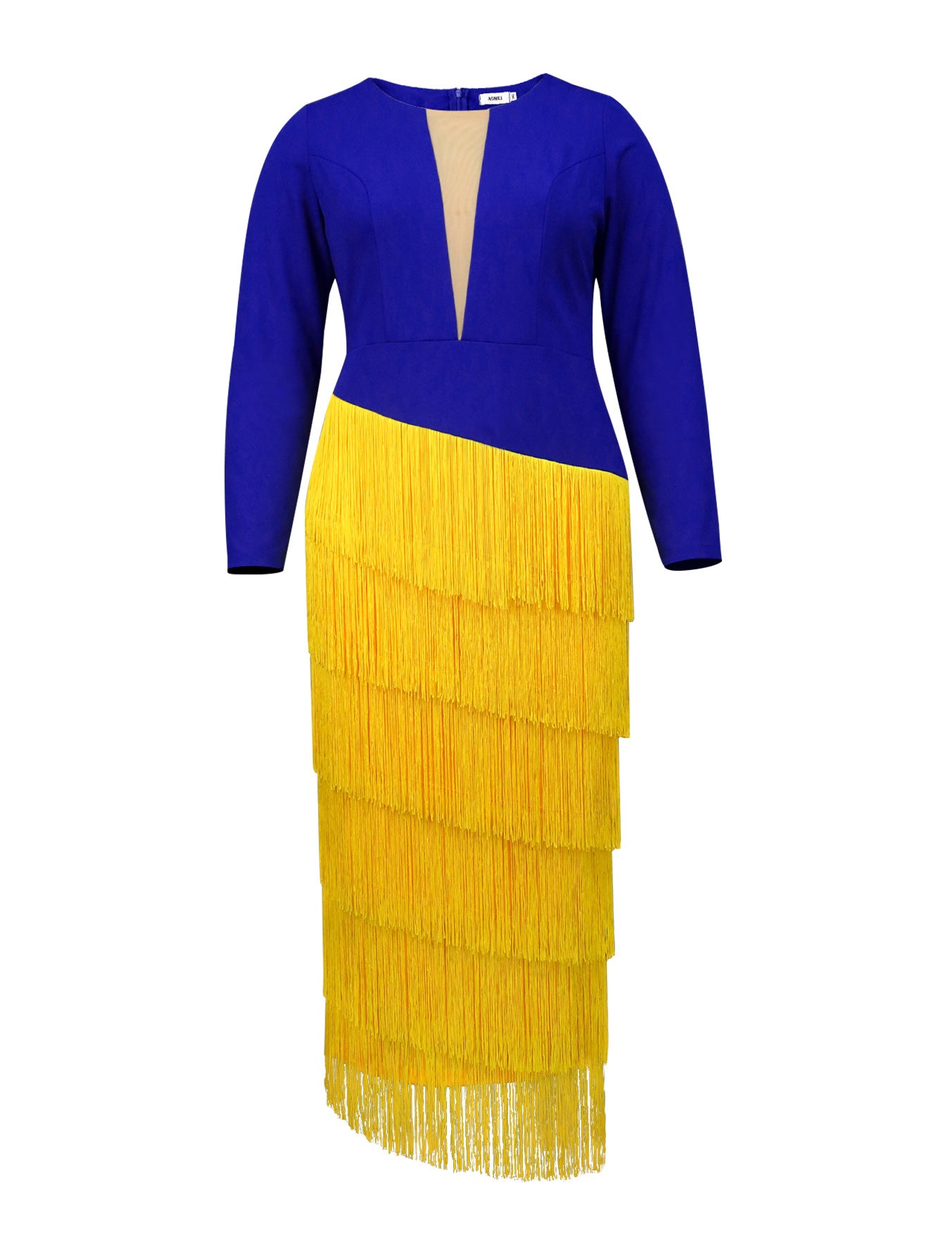 Winter Contrast Color Tassel Chic Style Elegant Party Dress 6