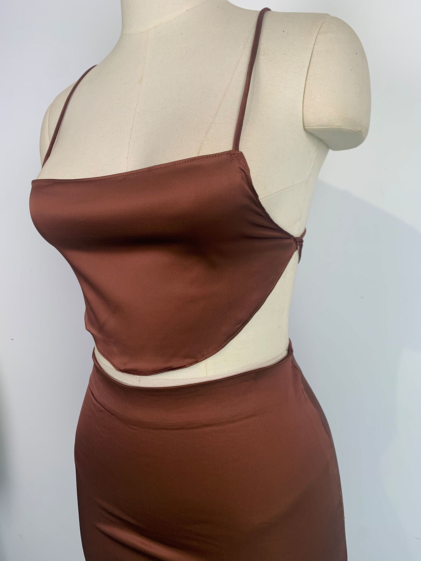 Women Sexy Pleated Backless Camisole and Bodycon Skirt Two-Piece Set 13