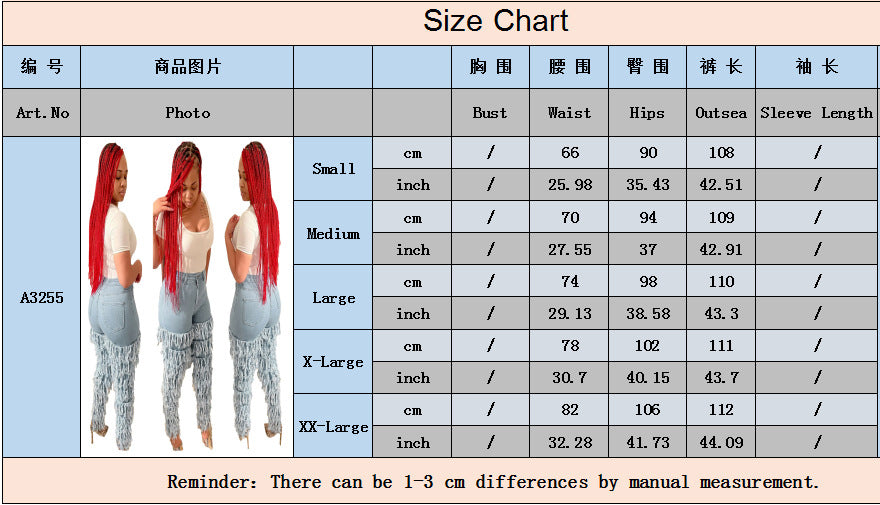 Women's Multi-Layer Frayed Washed Denim Pants 9