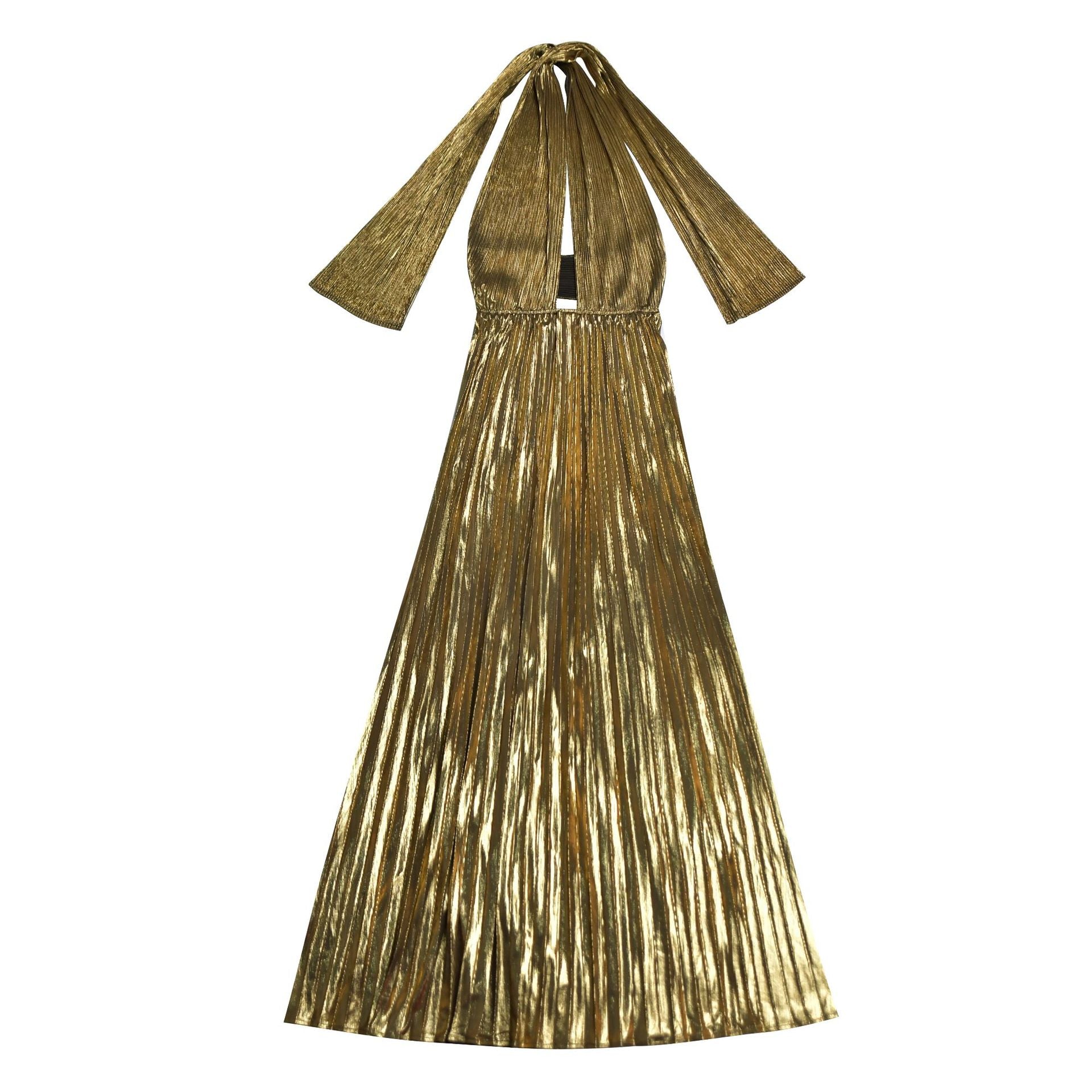 Fashion Women's Elegant Shiny Solid Color Pleated Long Dress 16