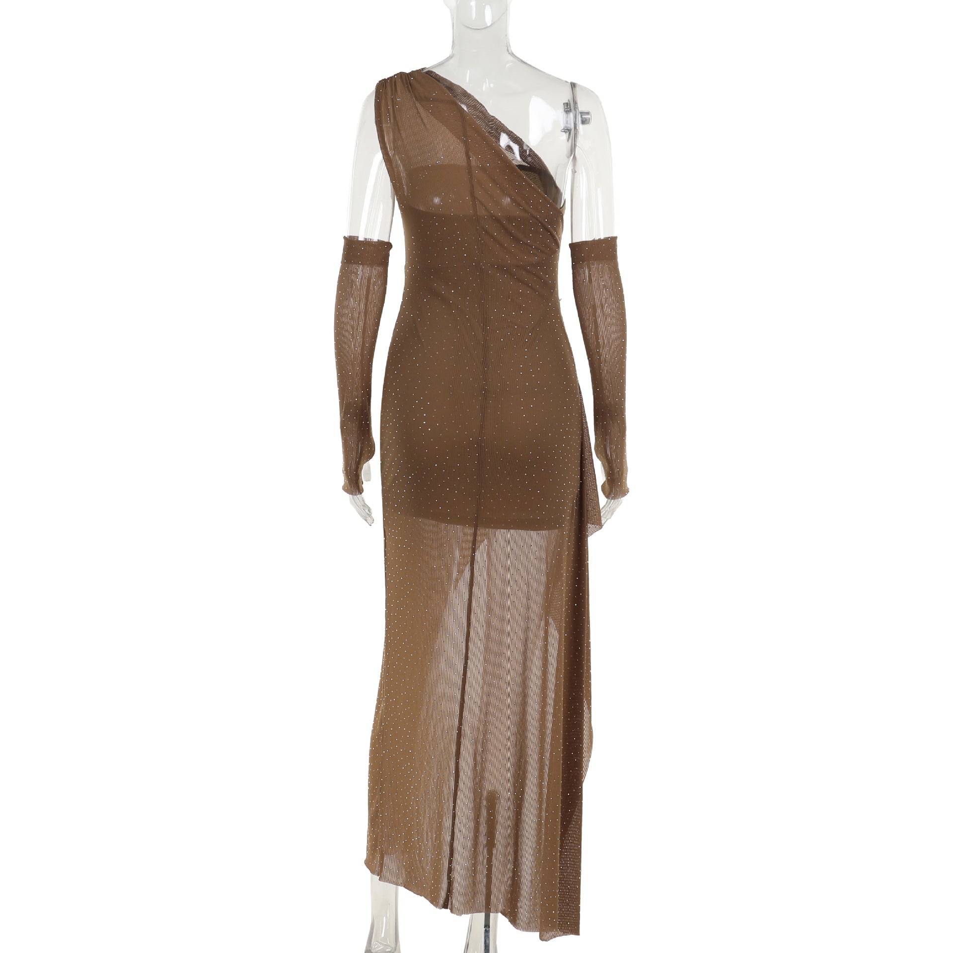 Summer Fashion Sexy Slim Rhinestone Mesh Bodycon Dress 11