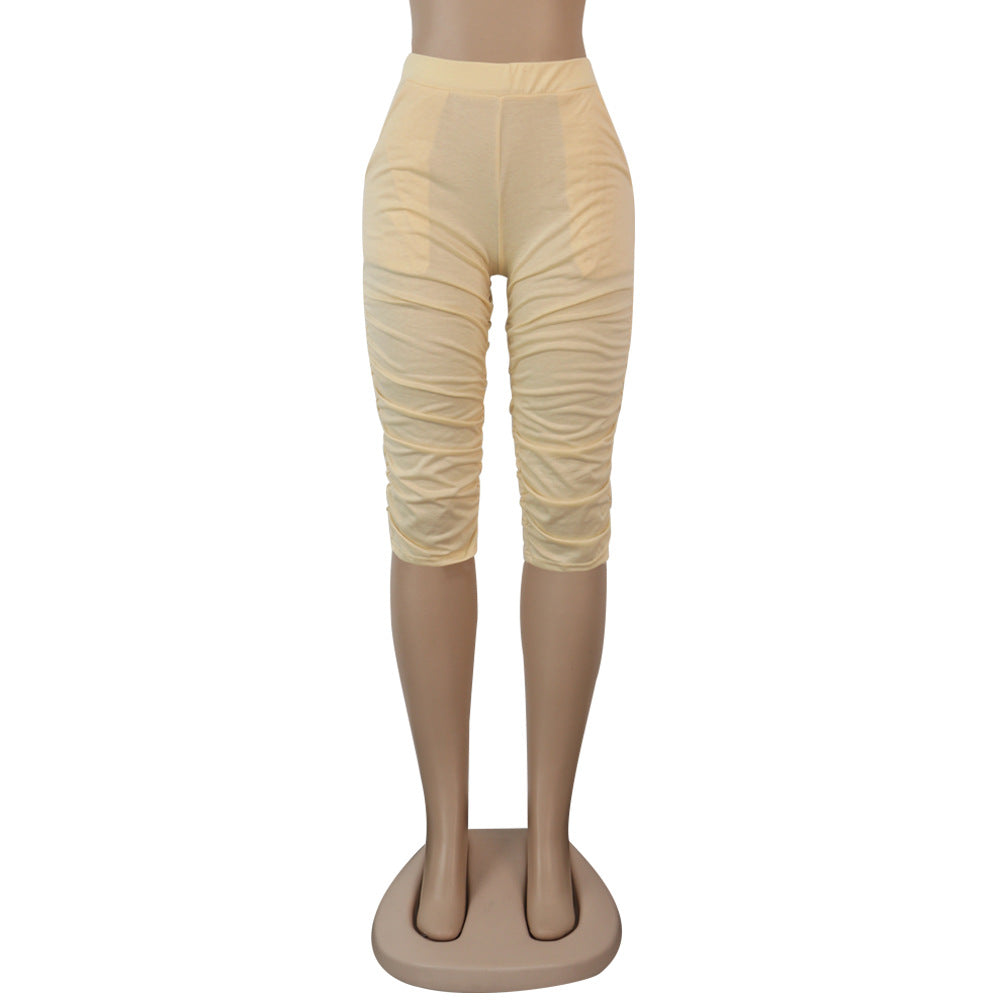 Women's Pockets Ruched Slim Fit Midi Pants 12