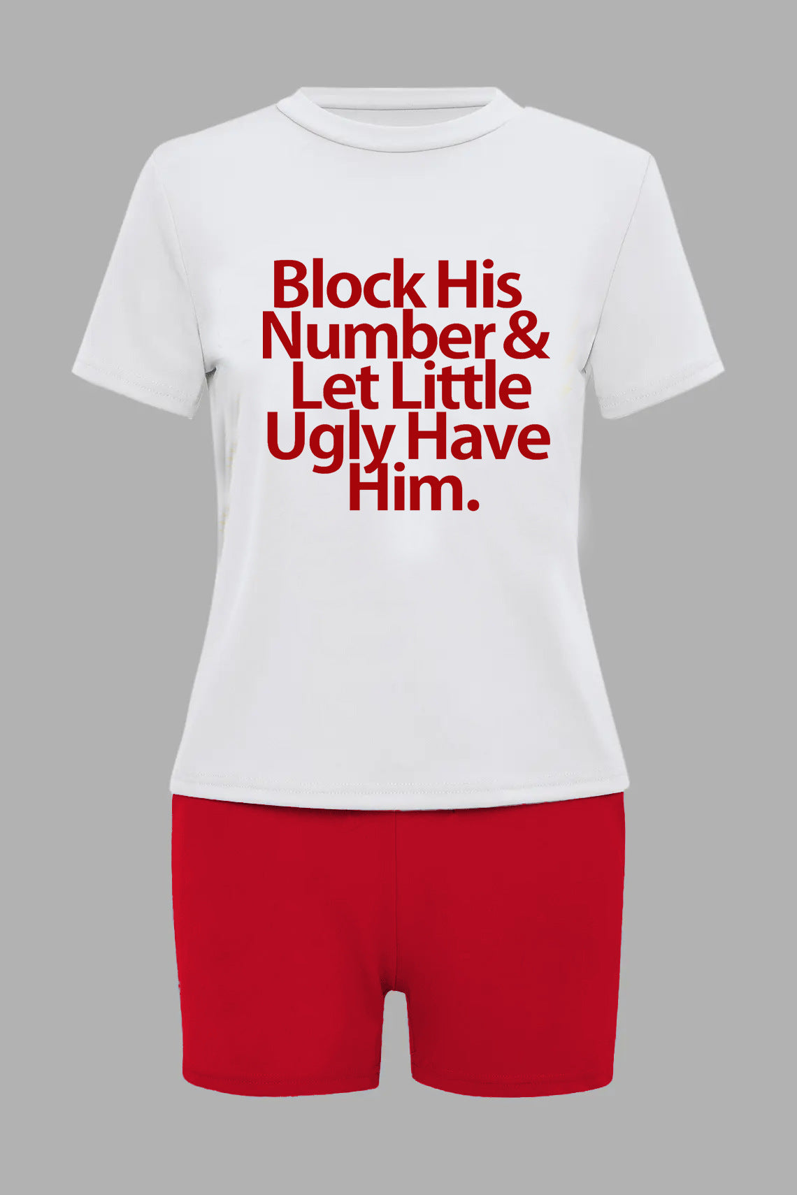 Ladies Summer Style Letter Print Casual Two-Piece T-Shirt Shorts Set 7