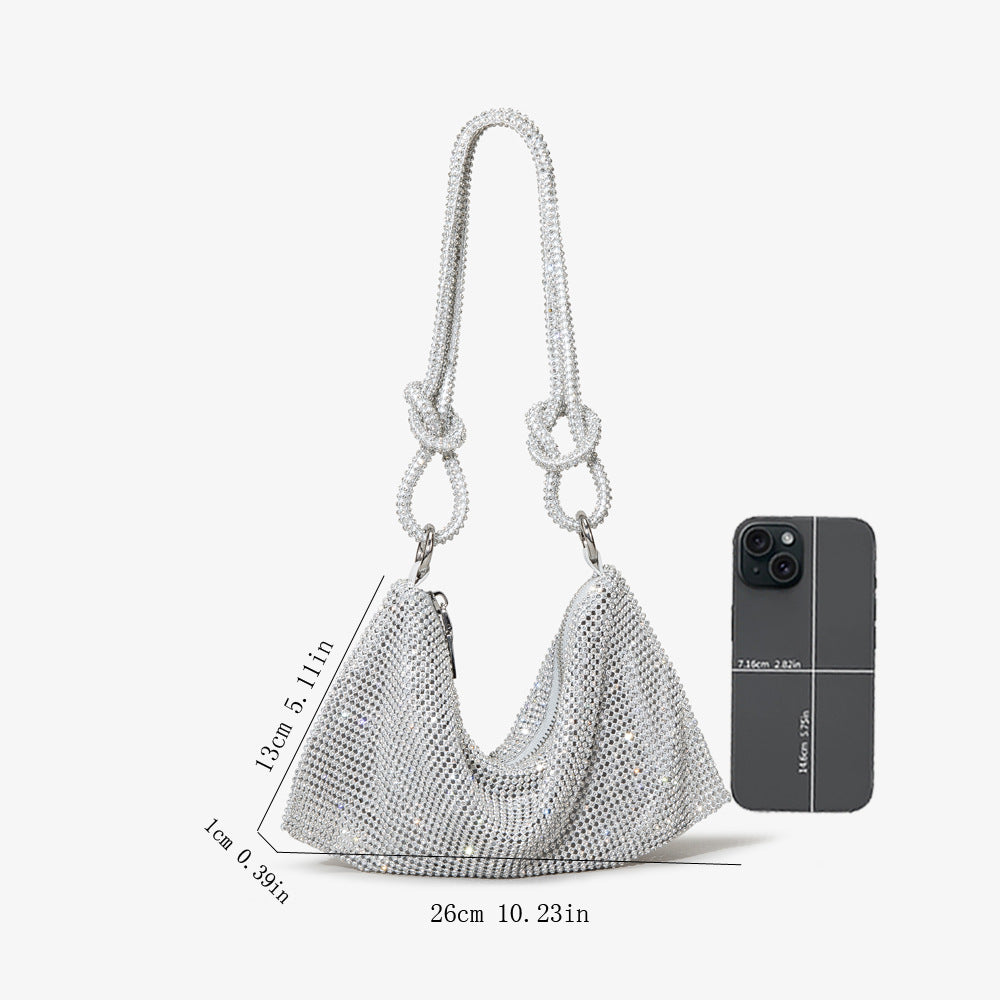 Women Pink Rhinestone Encrusted Handbag 28