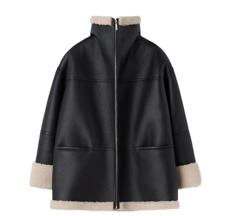 Women's Autumn And Winter New Fashionable Fur Leather Jacket 7