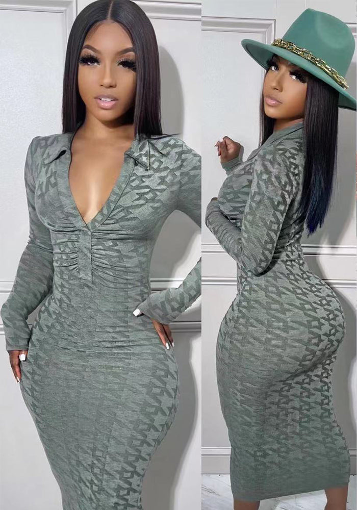 Women Autumn Long Sleeve Print Dress