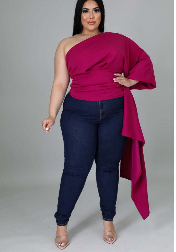 One Shoulder Long Sleeve Irregular Women's Top 13