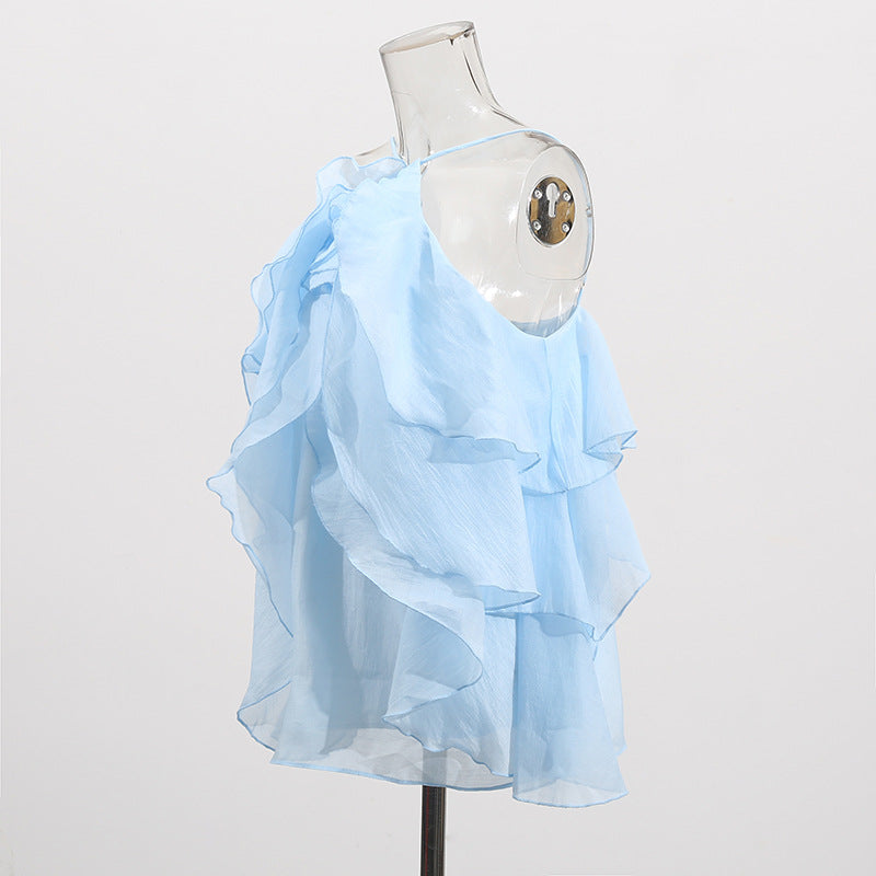 Women ruffled Halter Neck sleeveless suspender top 7