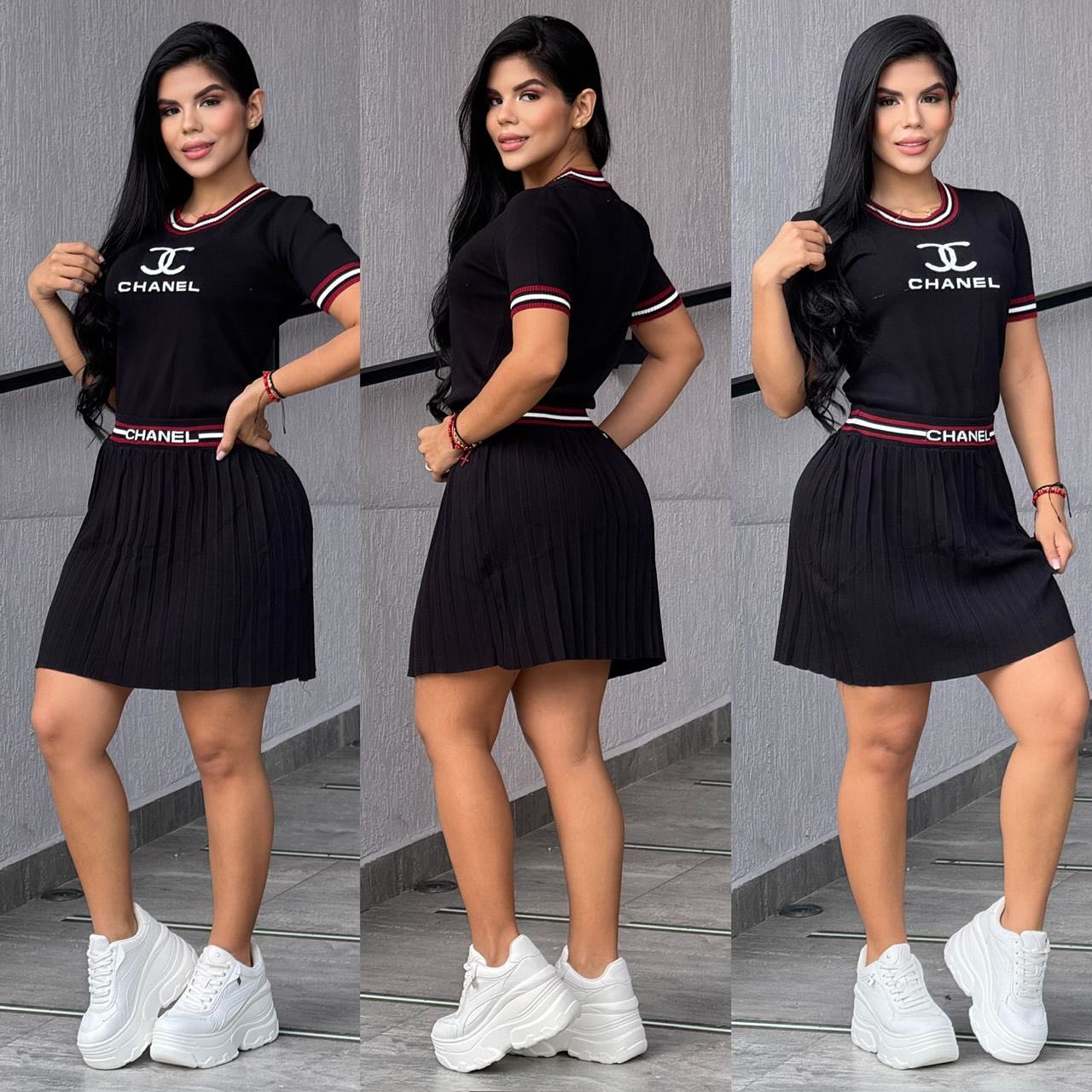 Women Print Short Sleeve and Skirt Two Piece Set 3