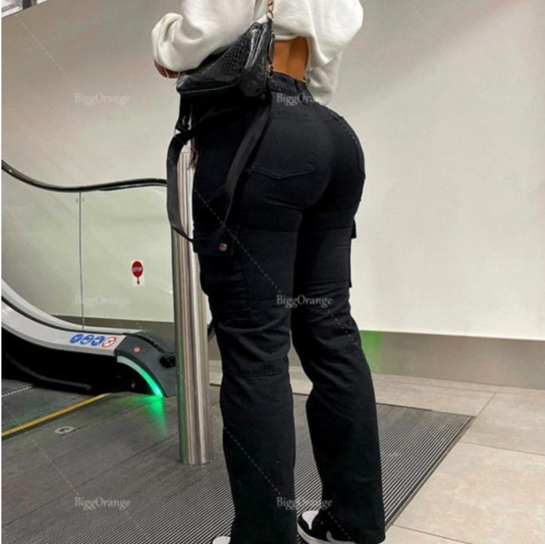 Women High Waist Multi Pocket Cargo Pants 10