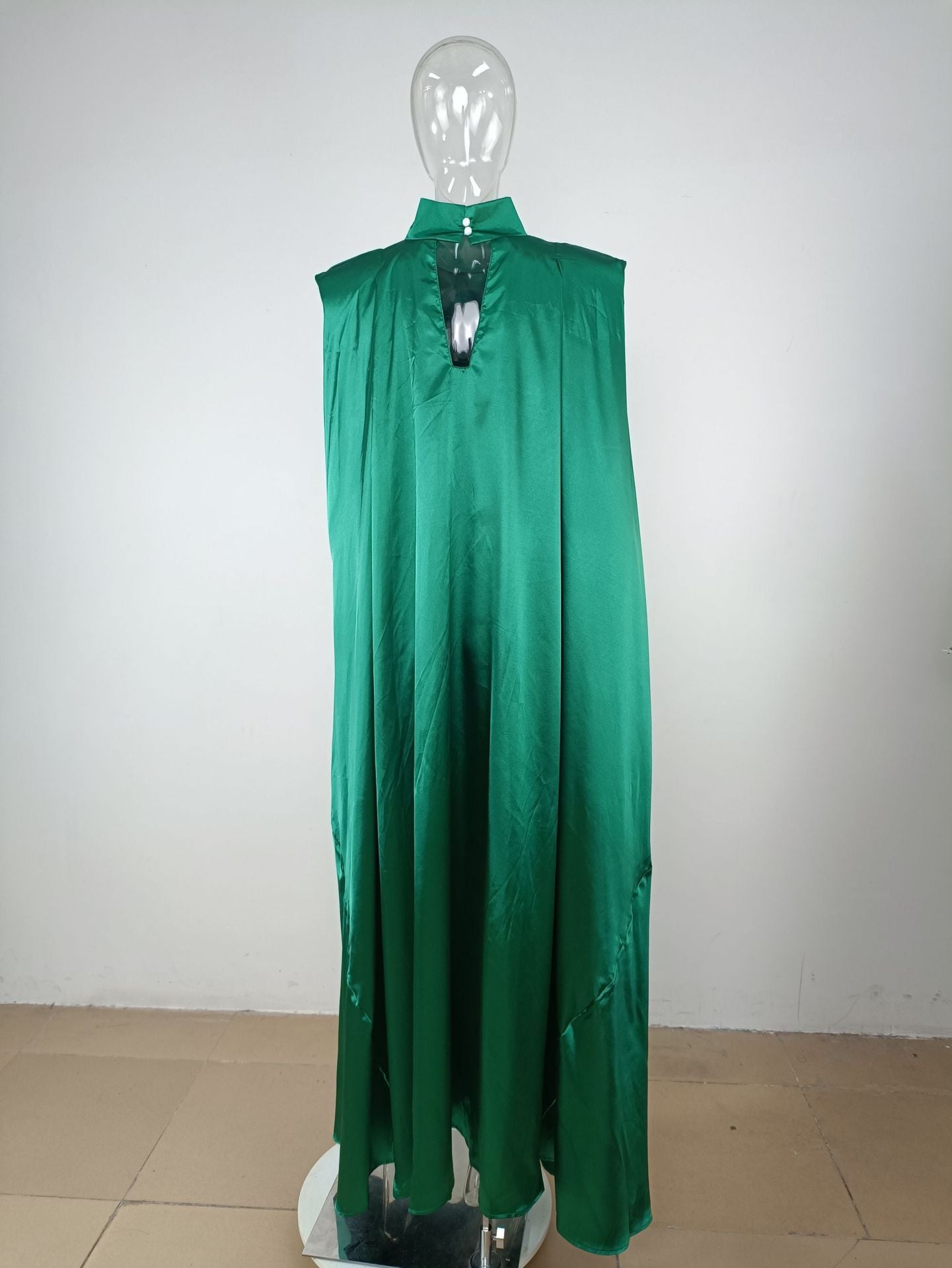 Dubai Muslim Women'S High Neck Loose Swing Robe Satin Dress Women'S Abaya 38