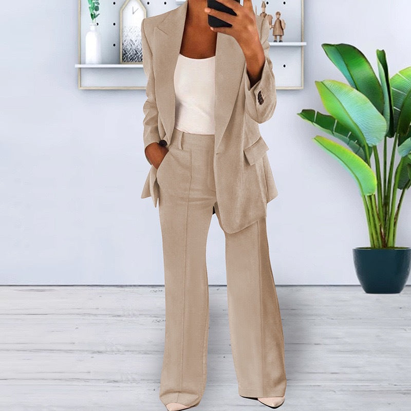 Spring/Summer Fashion Turn-Down Collar Blazer Pants Set 7
