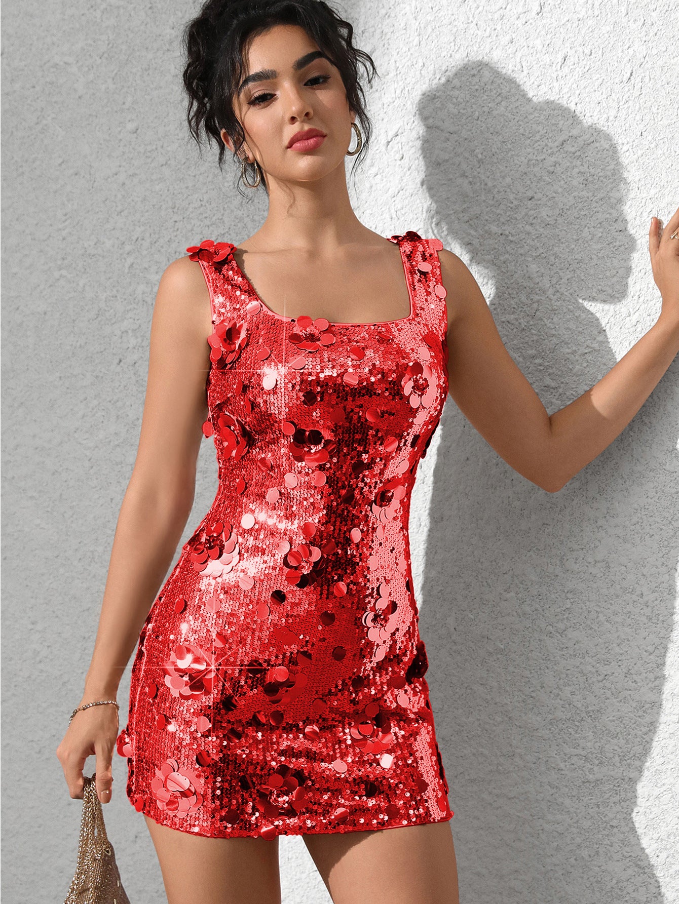 Women's Sexy Slim Sequined Strap Nightclub Dress 11